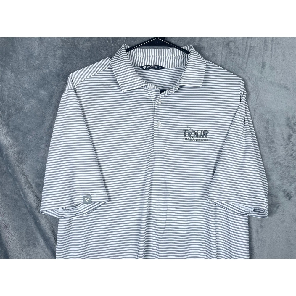 Levelwear PGA Tour Championship Men's Golf Polo Shirt White Gray Size Medium